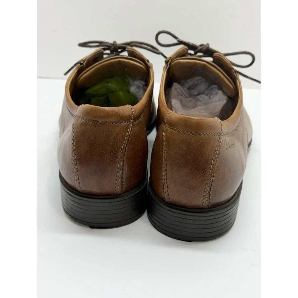 Clarks Men's Tilden Cap Oxford 12W Flat Brown Office Formal Leather Comfort Lace
